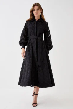 Coast Premium Embroidered Organza Shirt Dress