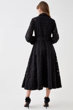 Coast Premium Embroidered Organza Shirt Dress -Coast Sales Store bcc04735 black xl 2