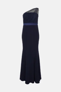 Coast Mesh One Shoulder Sculpting Crepe Bridesmaid Maxi Dress -Coast Sales Store bcc04763 navy xl 3