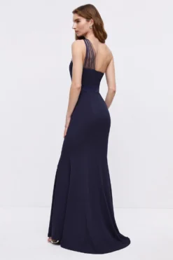 Coast Mesh One Shoulder Sculpting Crepe Bridesmaid Maxi Dress -Coast Sales Store bcc04763 navy xl 4