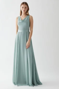 Coast Georgette Cowl Bridesmaid Maxi Dress With Removable Belt