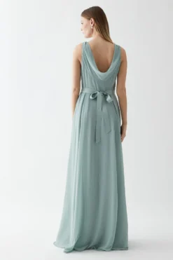 Coast Georgette Cowl Bridesmaid Maxi Dress With Removable Belt -Coast Sales Store bcc04764 sage xl 2