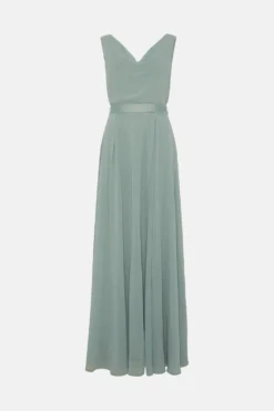 Coast Georgette Cowl Bridesmaid Maxi Dress With Removable Belt -Coast Sales Store bcc04764 sage xl 3