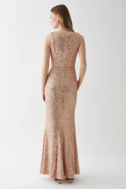 Coast Drape Cowl Neck Sequin Bridesmaid Maxi Dress -Coast Sales Store bcc04783 blush xl 2