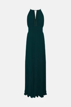 Coast Lace Keyhole Pleated Halter Bridesmaids Maxi Dress -Coast Sales Store bcc04796 emerald xl 3