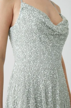 Coast Cowl Neck Corset Full Skirted Bridesmaids Maxi Dress -Coast Sales Store bcc04811 sage xl 1