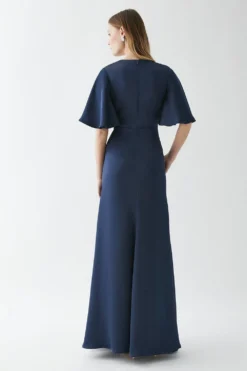 Coast Angel Sleeve Satin Button Detail Bridesmaids Maxi Dress -Coast Sales Store bcc04814 navy xl 2