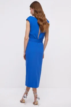 Coast Belted High Neck Wrap Skirt Dress -Coast Sales Store bcc04822 cobalt xl 2