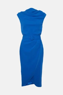 Coast Belted High Neck Wrap Skirt Dress -Coast Sales Store bcc04822 cobalt xl 3