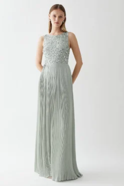 Coast Embellished Top Pleat Skirt Bridesmaids Maxi Dress