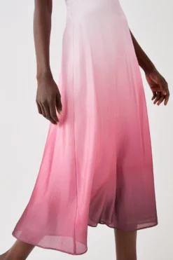 Coast One Shoulder Glossy Organza Ombre Midi Dress -Coast Sales Store bcc04845 multi xl 2