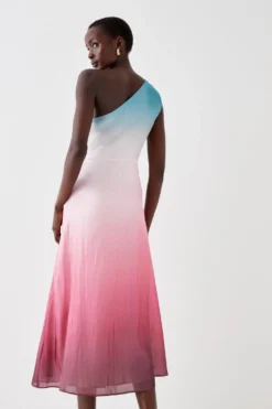 Coast One Shoulder Glossy Organza Ombre Midi Dress -Coast Sales Store bcc04845 multi xl 3