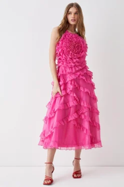 Coast Rose Ruffle Midi Dress