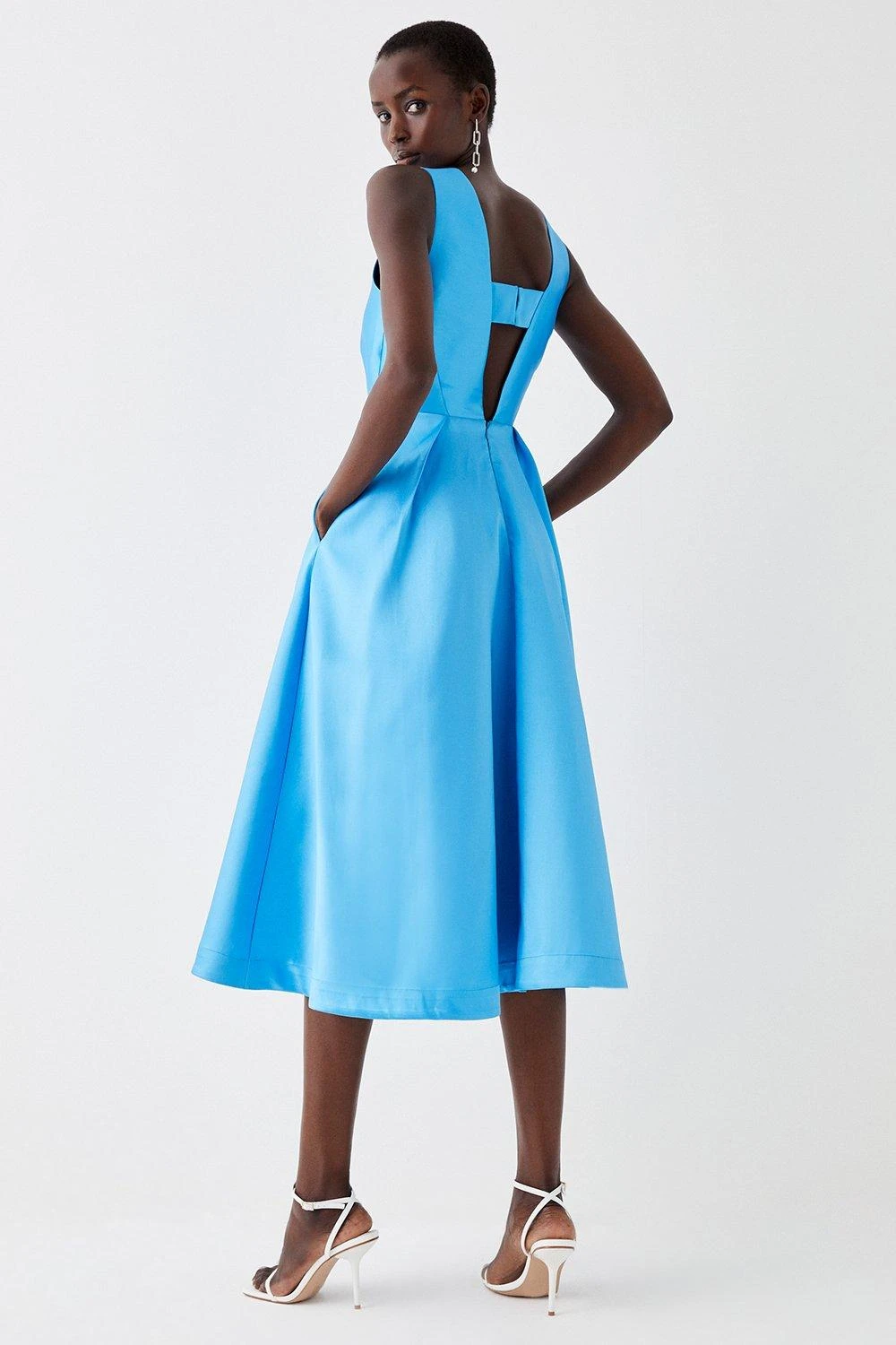 Coast Plunge Midi Dress In Twill 4 Coast Plunge Midi Dress In Twill - Image 4