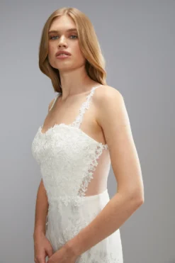 Coast Premium Sweetheart Lace Applique Strappy Wedding Dress -Coast Sales Store bcc04875 ivory xl 2 scaled