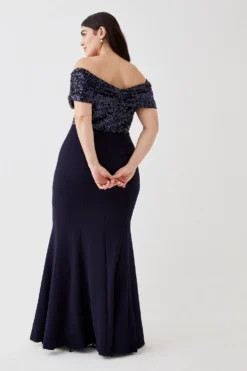Coast Plus Size Sequin Top Bodycon Bridesmaid Maxi Dress -Coast Sales Store bcc04878 navy xl 2