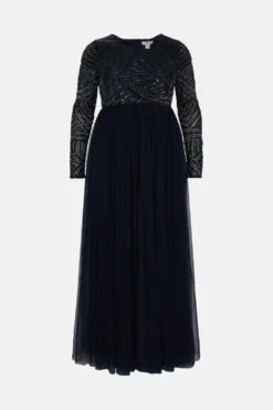 Coast Plus Size Long Sleeve Wrap Embellished Top Bridesmaids Dress -Coast Sales Store bcc04879 navy xl 3