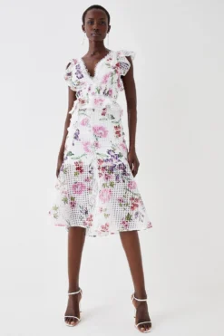 Coast Fishtail Skirt Ruffle Organza Midi Dress