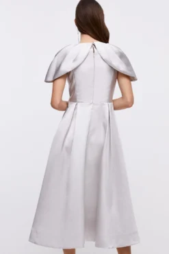 Coast Cape Sleeve Twill Midi Dress -Coast Sales Store bcc04906 silver xl 2