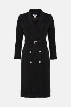 Coast Lisa Tan Premium Lace Tuxedo Dress With Gem Buttons -Coast Sales Store bcc04910 black xl 3