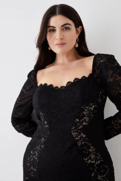 Coast Plus Size Lace Bodycon Dress With Seams -Coast Sales Store bcc04915 black xl 1