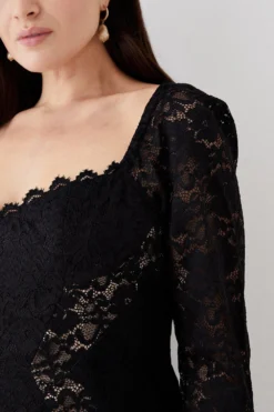 Coast Plus Size Lace Bodycon Dress With Seams -Coast Sales Store bcc04915 black xl 4