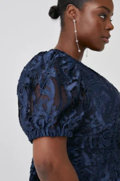 Coast Plus Size Pencil Dress In Satin Lace With Buttons & Tie -Coast Sales Store bcc04916 navy xl 1