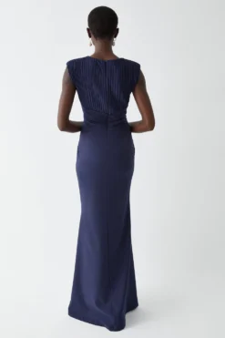 Coast Micro Pleat Shaping Bodice Bridesmaids Maxi Dress -Coast Sales Store bcc04919 navy xl 2