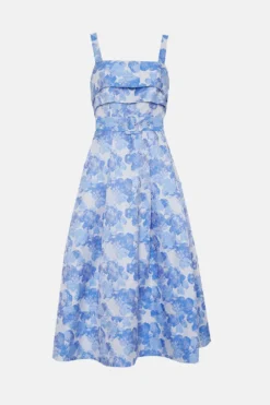 Coast Belted Cami Top Midi Dress In Jacquard -Coast Sales Store bcc04991 blue xl 3