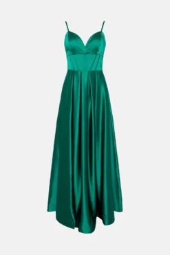 Coast Boned Bodice Full Skirt Satin Maxi Prom Dress -Coast Sales Store bcc05015 emerald xl 3