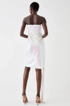 Coast Iridescent Statement Drape Detail Sequin Mini Dress -Coast Sales Store bcc05040 iridescent xl 3