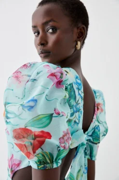 Coast Floral Organza Puff Sleeve Midaxi Dress -Coast Sales Store bcc05088 mint xl 2