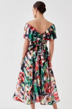 Coast Petite Bardot Midi Dress In Stripe Organza -Coast Sales Store bcc05095 black xl 3