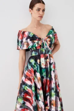 Coast Petite Bardot Midi Dress In Stripe Organza -Coast Sales Store bcc05095 black xl 4