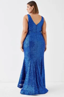 Coast Plus Size Sequin Fishtail Maxi Dress -Coast Sales Store bcc05114 cobalt xl 2