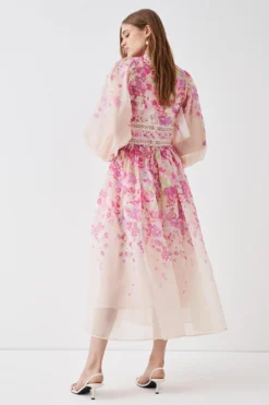 Coast Organza Floral Placement Lace Trim Midaxi Dress -Coast Sales Store bcc05182 blush xl 4