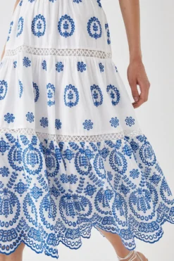 Coast Bardot Trim Detail Tiered Broderie Midi Dress -Coast Sales Store bcc05185 ivory xl 4
