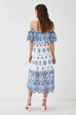 Coast Bardot Trim Detail Tiered Broderie Midi Dress -Coast Sales Store bcc05185 ivory xl 5