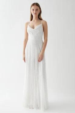 Coast Cowl Neck Corset Full Skirted Maxi Dress