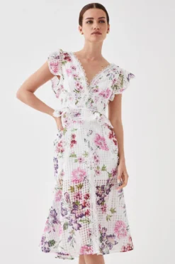 Coast Petite Fishtail Skirt Ruffle Organza Midi Dress