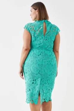Coast Plus Size Lace Pencil Dress With Applique Neckline -Coast Sales Store bcc05201 green xl 2