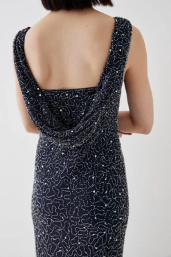 Coast Cowl Back Fishtail Sequin Maxi Dress -Coast Sales Store bcc05204 silver xl 4