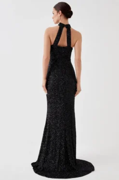 Coast Petite Sequin Halter Maxi Dress -Coast Sales Store bcc05269 black xl 3