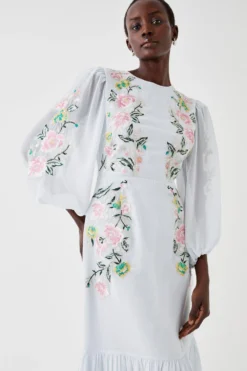 Coast Cut Out Back Embroidered Midi Dress -Coast Sales Store bcc05327 pale20blue xl 2