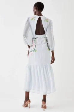 Coast Cut Out Back Embroidered Midi Dress -Coast Sales Store bcc05327 pale20blue xl 3