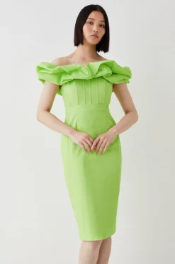 Coast Corset Detail Volume Bardot Midi Dress