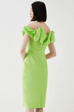 Coast Corset Detail Volume Bardot Midi Dress -Coast Sales Store bcc05362 lime xl 3