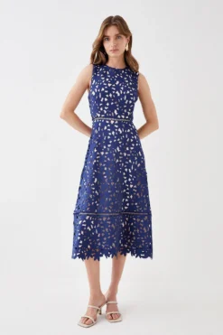 Coast Lazer Cut Scuba Full Skirt Midi Dress