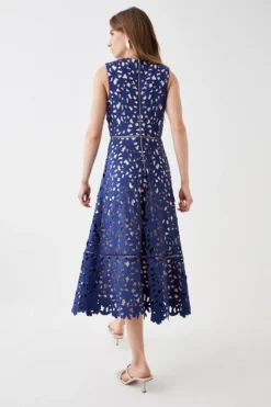 Coast Lazer Cut Scuba Full Skirt Midi Dress 6 Coast Lazer Cut Scuba Full Skirt Midi Dress -Coast Sales Store bcc05380 navy xl 2