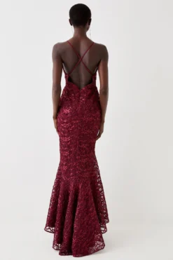 Coast Plunge Neck Bodycon Fishtail Maxi Dress -Coast Sales Store bcc05404 aubergine xl 3